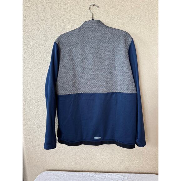 Adidas Golf Jacket Mens Medium Cold Rdy Textured Knit Gray Blue 1/4 Zip Sz L - Picture 2 of 9